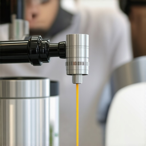 Advanced Espresso Flow Monitoring Barista monitoring flow rate during espresso extraction with a high-tech device