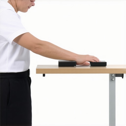 A well-organized barista station with a mounted knock box positioned for easy access