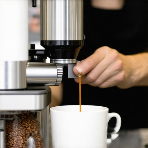 Close-up of a barista with precision tools in a coffee shop