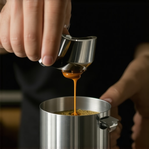 Barista measuring espresso shot with precision coffee scale