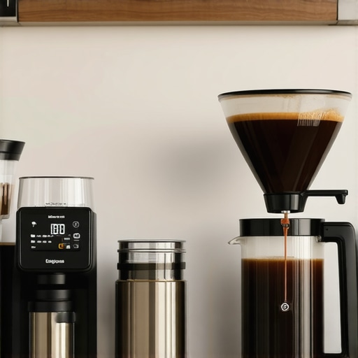 Coffee Station Setup Organized coffee brewing station with essential tools for espresso