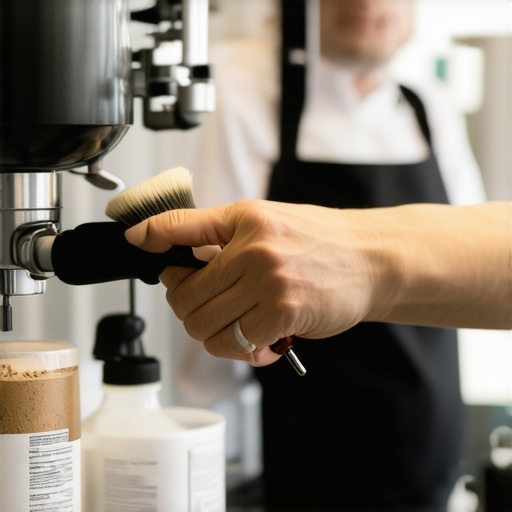 Proper Coffee Equipment Maintenance Barista cleaning coffee machine parts and tools for maintenance