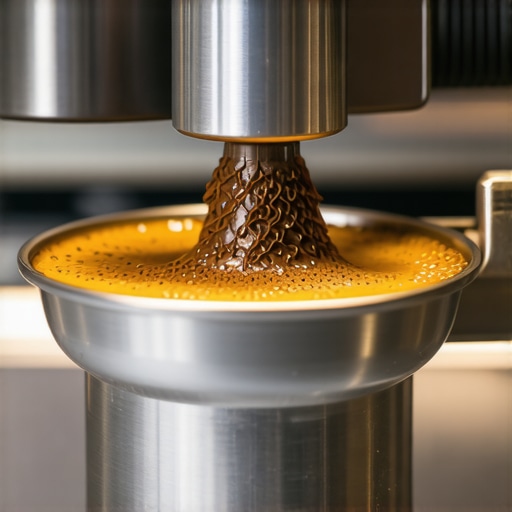 A close-up of a barista tamping coffee grounds into a portafilter using a calibrated tamper for perfect espresso