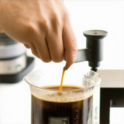 Precision Coffee Scale Calibration Barista adjusting a digital coffee scale during routine maintenance